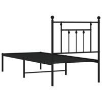Bedframe met hoofdbord metaal zwart 75x190 cm - thumbnail