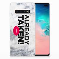 Samsung Galaxy S10 Plus | Siliconen hoesje | met naam Already Taken White - thumbnail