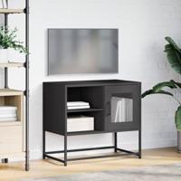 Tv-meubel 68x39x60,5 cm staal zwart - thumbnail