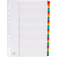 Pergamy tabbladen met indexblad, ft A4, 11-gaatsperforatie, geassorteerde kleuren, set 1-31 - thumbnail