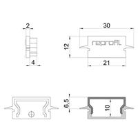 Deko Light 979132 Endkappe H-ET-01-15 Set 2 Stk, Schwarz Profieleindkap Kunststof (l x b x h) 30 x 6 x 12 mm 1 stuk(s) - thumbnail