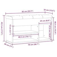 Schoenenbank 82x32x45,5 cm bewerkt hout oud houtkleurig - thumbnail