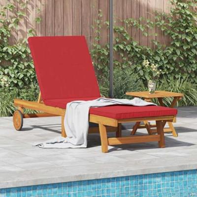 Ligstoel met kussen Bruin 63 x 199 x 85cm Massief acaciahout