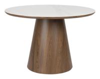 ZILT Ronde Eettafel 'Nathen' Walnoot en marmerlook, 115cm - thumbnail