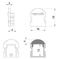 Deko Light 980011 Endkappe L-AU-02-10 Set 2 Stk, Grau Profieleindkap Kunststof (l x b x h) 16 x 6 x 19 mm 1 stuk(s) - thumbnail