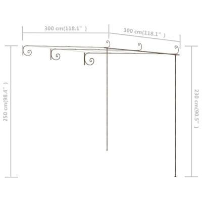 VidaXL Tuinpergola 3x3x2,5 m ijzer antiekbruin