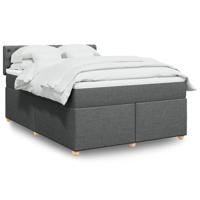 Boxspring met matras stof donkergrijs 140x200 cm - thumbnail