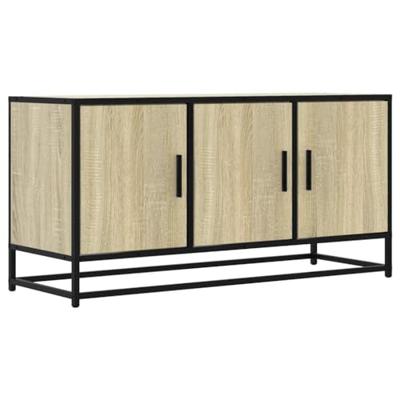 Tv-meubel 100x35x50 cm bewerkt hout metaal sonoma eikenkleurig Tv-meubel 100x35x50 cm bewerkt hout metaal sonoma eikenkleurig