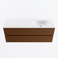 MONDIAZ VICA 130cm badmeubel onderkast Rust 2 lades. Wastafel MOON rechts zonder kraangat, kleur Talc. - thumbnail