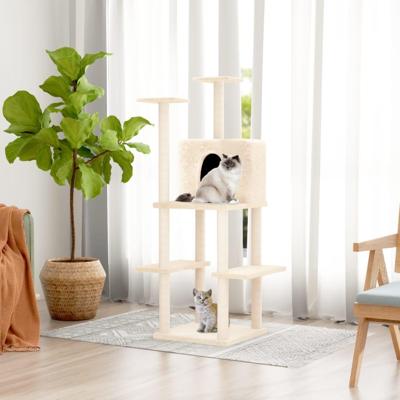 Kattenmeubel met sisal krabpalen 144,5 cm crmekleurig