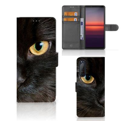 Sony Xperia 5II | Telefoonhoesje | Met pasjeshouder | Zwarte Kat