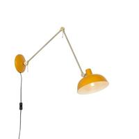 QAZQA Retro wandlamp staal geel met brons - Milou - thumbnail
