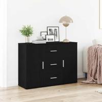 Dressoir 91x29,5x65 cm spaanplaat zwart eikenkleurig - thumbnail