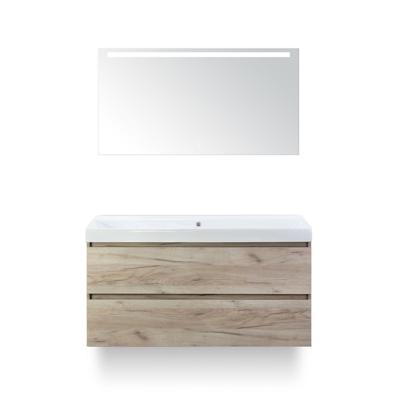 Maxx XL Badmeubelset 120 cm - Craft Oak - Wastafel Just Enkel Zonder kraangat - met LED Spiegel