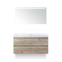 Maxx XL Badmeubelset 120 cm - Craft Oak - Wastafel Just Enkel Zonder kraangat - met LED Spiegel - thumbnail