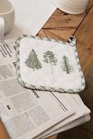 Clayre & Eef Pannenlap 20x20 cm Beige Groen Katoen Vierkant - thumbnail