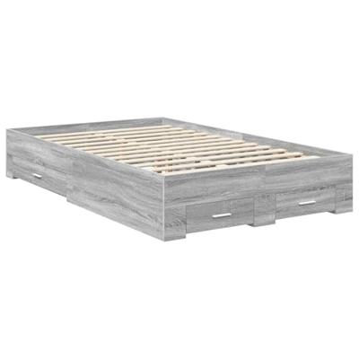 Bedframe met hoofdeinde Grijs Sonoma 135 x 190 cm Bewerkt hout