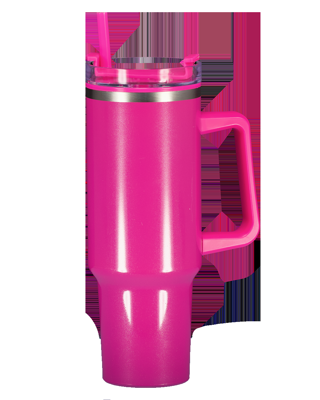 Drinkbeker met rietje - Roze