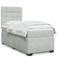 Boxspring met matras fluweel lichtgrijs 90x190 cm - thumbnail