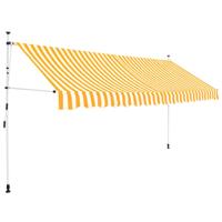VidaXL Luifel handmatig uittrekbaar 400 cm oranje en witte strepen - thumbnail