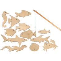 Kids At Work waterfiguurtjes houtsnijwerk hout - thumbnail