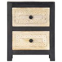 Nachtkastje handgesneden 40x30x50 cm massief mangohout grijs - thumbnail