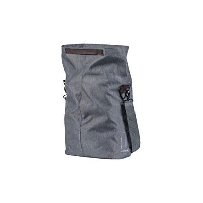 Basil city shopper - fietsshopper, grijs melee, 14-16l, vegan leder, waterkerende vouwsluiting, reflectie