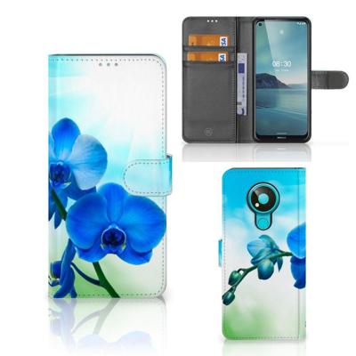 Nokia 3.4 Hoesje Orchidee Blauw - Cadeau voor je Moeder Nokia 3.4 Hoesje Orchidee Blauw - Cadeau voor je Moeder