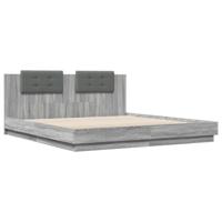 Bedframe met hoofdeinde bewerkt hout grijs sonoma 200x200 cm - thumbnail