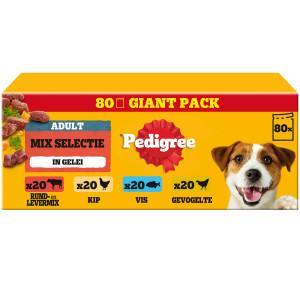 Pedigree Adult Mix Selectie in gelei multipack natvoer hond maaltijdzakjes 1 verpakking (80 x 100 g)