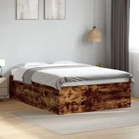 Bedframe bewerkt hout gerookt eikenkleurig 135x190 cm - thumbnail