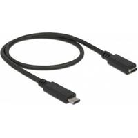 Delock 85532 USB-C-kabel USB-C stekker, USB-C bus 0.50 m Zwart - thumbnail