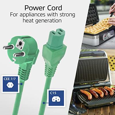 ACT Netsnoer CEE 7/7 male (haaks) - C15 groen 1,5 m