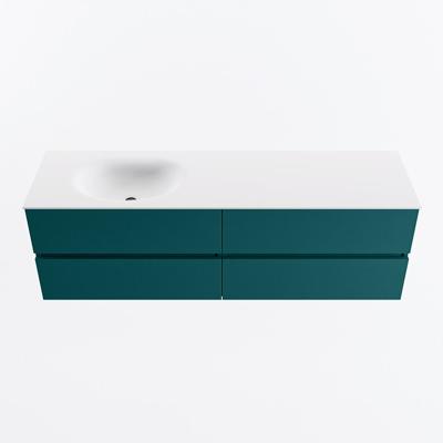 MONDIAZ VICA 160cm badmeubel onderkast Smag 4 lades. Wastafel MOON links zonder kraangat, kleur Talc.