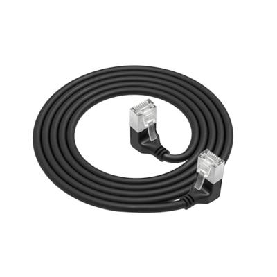 ACT DA5901 U/FTP CAT6A LSZH Slimline Patchkabel | RJ45 Connectoren 90° Haaks Beneden naar 90° Haaks Beneden | Zwart | 1 meter