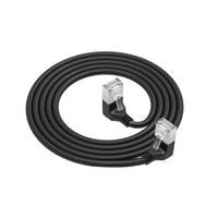 ACT DA5901 U/FTP CAT6A LSZH Slimline Patchkabel | RJ45 Connectoren 90° Haaks Beneden naar 90° Haaks Beneden | Zwart | 1 meter - thumbnail