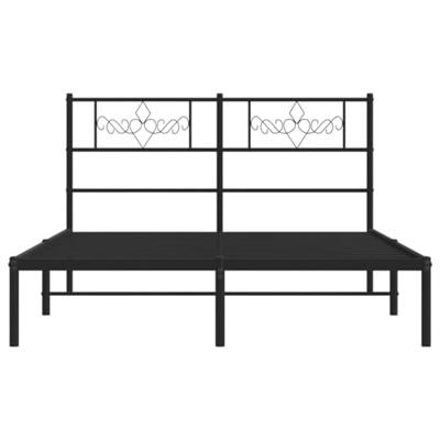 Bedframe met hoofdbord metaal zwart 140x200 cm