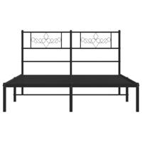 Bedframe met hoofdbord metaal zwart 140x200 cm - thumbnail