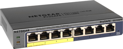 Netgear ProSAFE Unmanaged Plus Switch - GS108PE - 8 Power over Ethernet poorten Netgear ProSAFE Unmanaged Plus Switch - GS108PE - 8 Power over Ethernet poorten