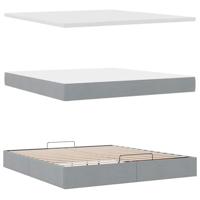 Ottoman bed met matras 180x200cm stof lichtgrijs - thumbnail