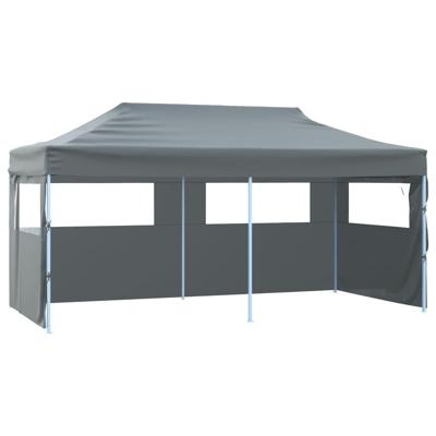 Partytent met 4 zijwanden inklapbaar 3x6 m staal antraciet