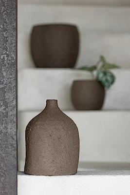 J-Line vaas Enya Fles - keramiek - bruin - small - 20 cm hoog