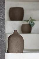 J-Line vaas Enya Fles - keramiek - bruin - small - 20 cm hoog - thumbnail