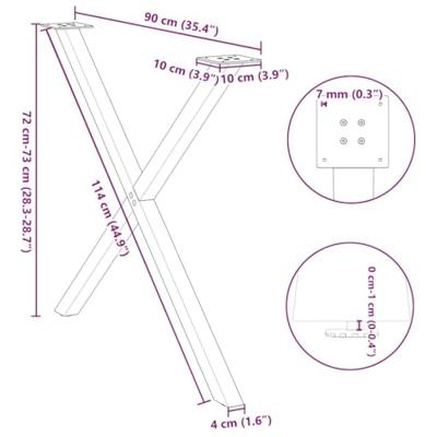Eettafelpoten 2 st X-vormig 90x(72-73) cm staal naturel Eettafelpoten 2 st X-vormig 90x(72-73) cm staal naturel