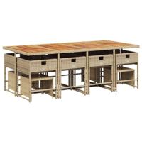 13-delige Tuinset met kussens poly rattan beige - thumbnail