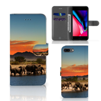 Apple iPhone 7 Plus | 8 Plus | Telefoonhoesje | Met pasjeshouder | Olifanten - thumbnail