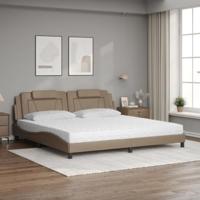 Bed met matras kunstleer cappuccinokleurig 200x200 cm - thumbnail