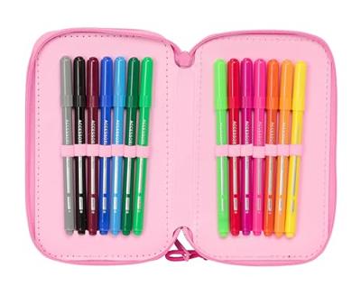 Driedubbele Pennenzak Lilo & Stitch Chill Roze Munt 12,5 x 19,5 x 5,5 cm 37 Onderdelen