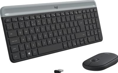 Logitech mk470 slim draadloze desktopset (zwart, us-international lay-out (qwerty), scissor switches, 100%, 1000 dpi)