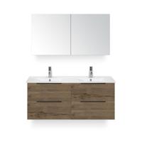 Seville Badmeubelset 120 cm - 4 laden Tabacco Edge - Wastafel Enjoy Dubbel - met Spiegelkast - thumbnail